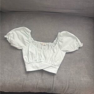 Altar'd State Sky Blue Puff Sleeve Crop Top